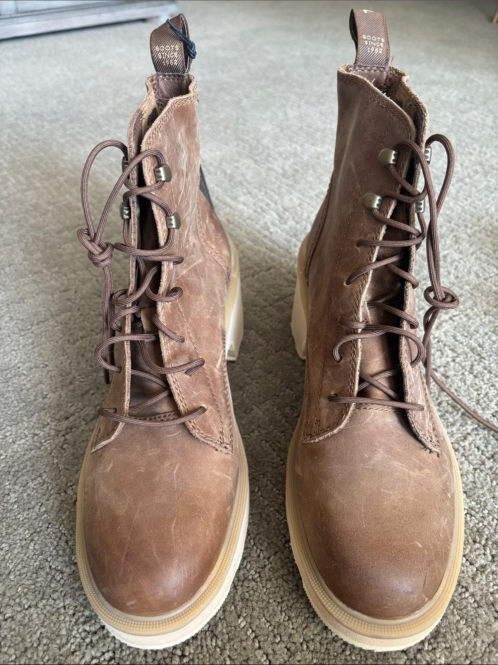 Sorel Brown Leather Lace-Up Women's Boots